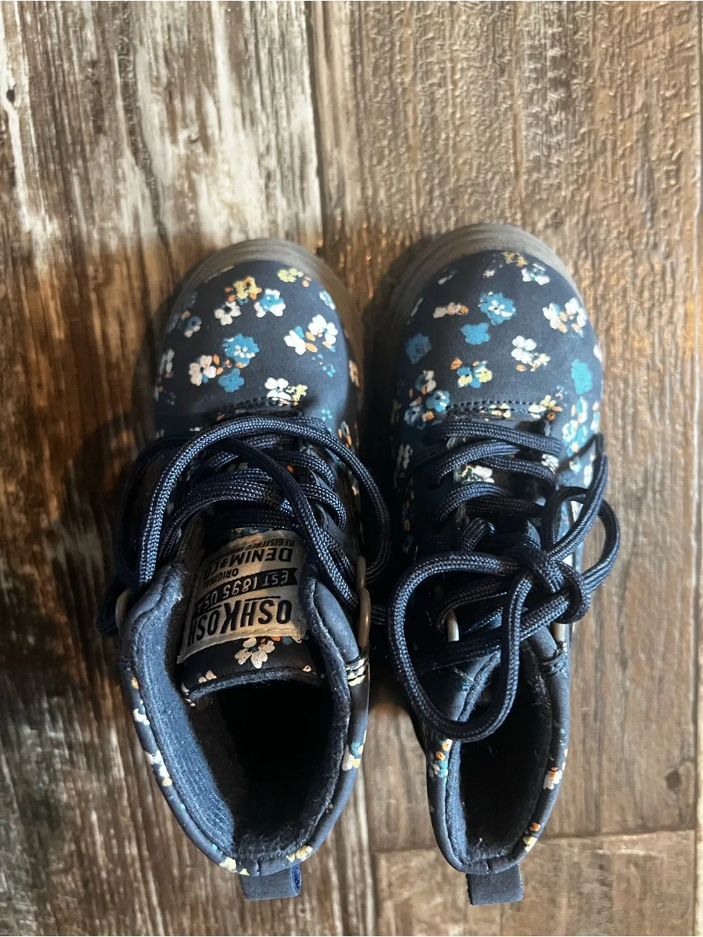 OshKosh B'gosh Navy Floral Lace-Up Girls Boots